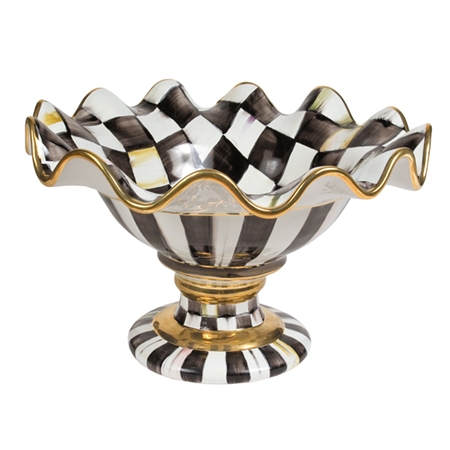 MacKenzie-Childs Courtly Check Handmade Fluted Compote