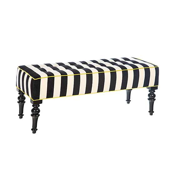 black and white upholstered bench