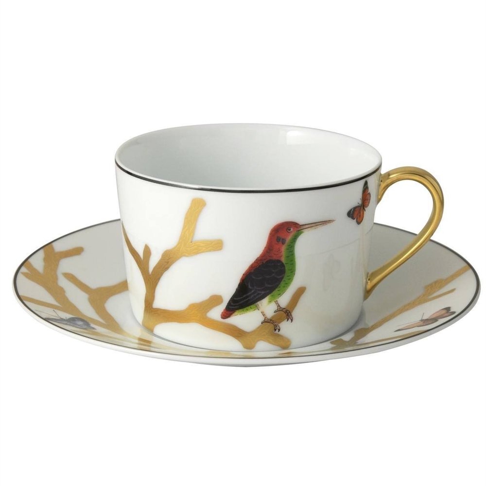 Bernardaud Aux Oiseaux Breakfast Cup Saucer Set Of 2